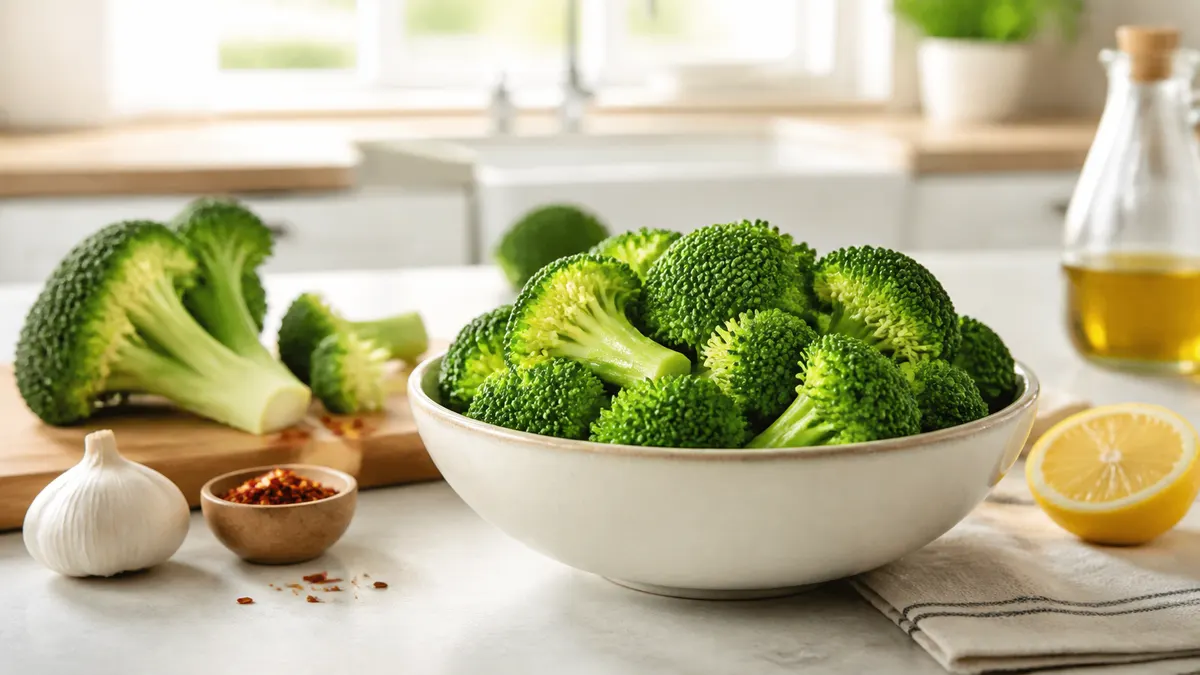 Fresh broccoli prepared for a healthy everyday meal