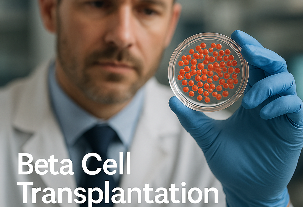Image of beta cell transplantation process for diabetes treatment