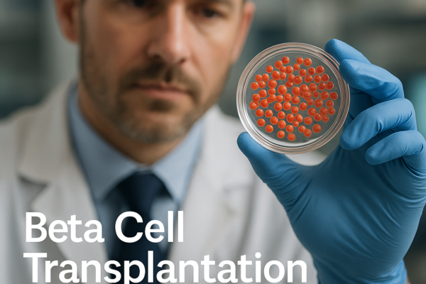 Image of beta cell transplantation process for diabetes treatment