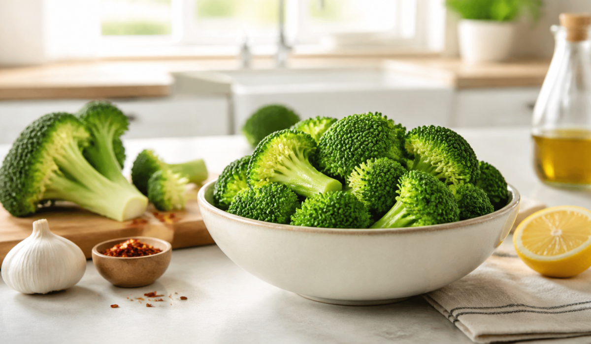 Fresh broccoli prepared for a healthy everyday meal